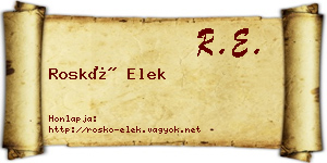 Roskó Elek névjegykártya